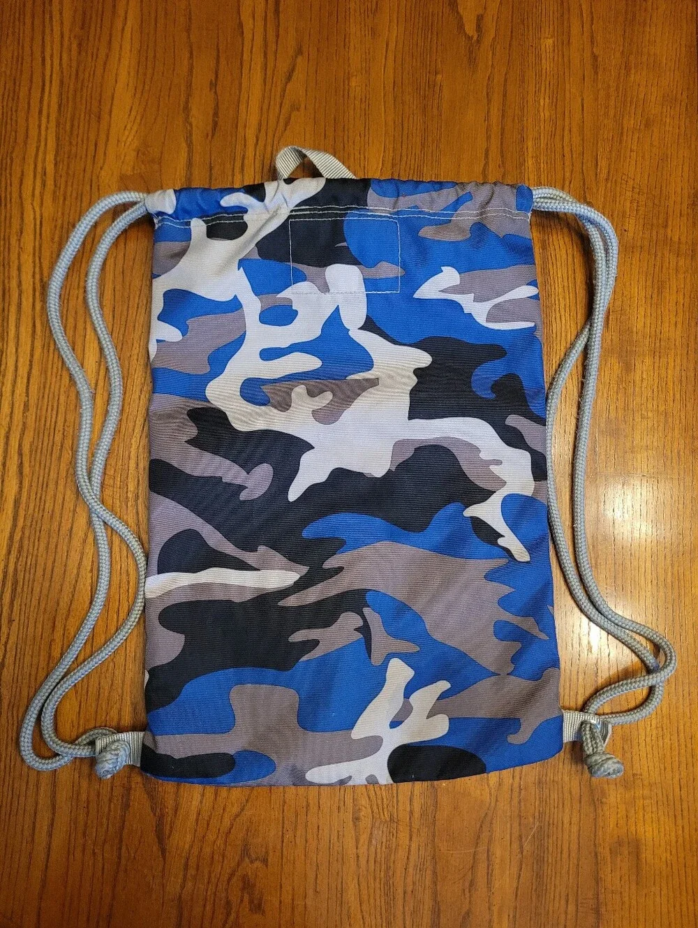 L.L. Bean Everyday Kids Camo Drawstring Bag Mesh Pocket Blue.